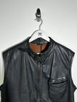 EMPORIO ARMANI - 1980s ZIPPED LEATHER BIKER VEST JACKET