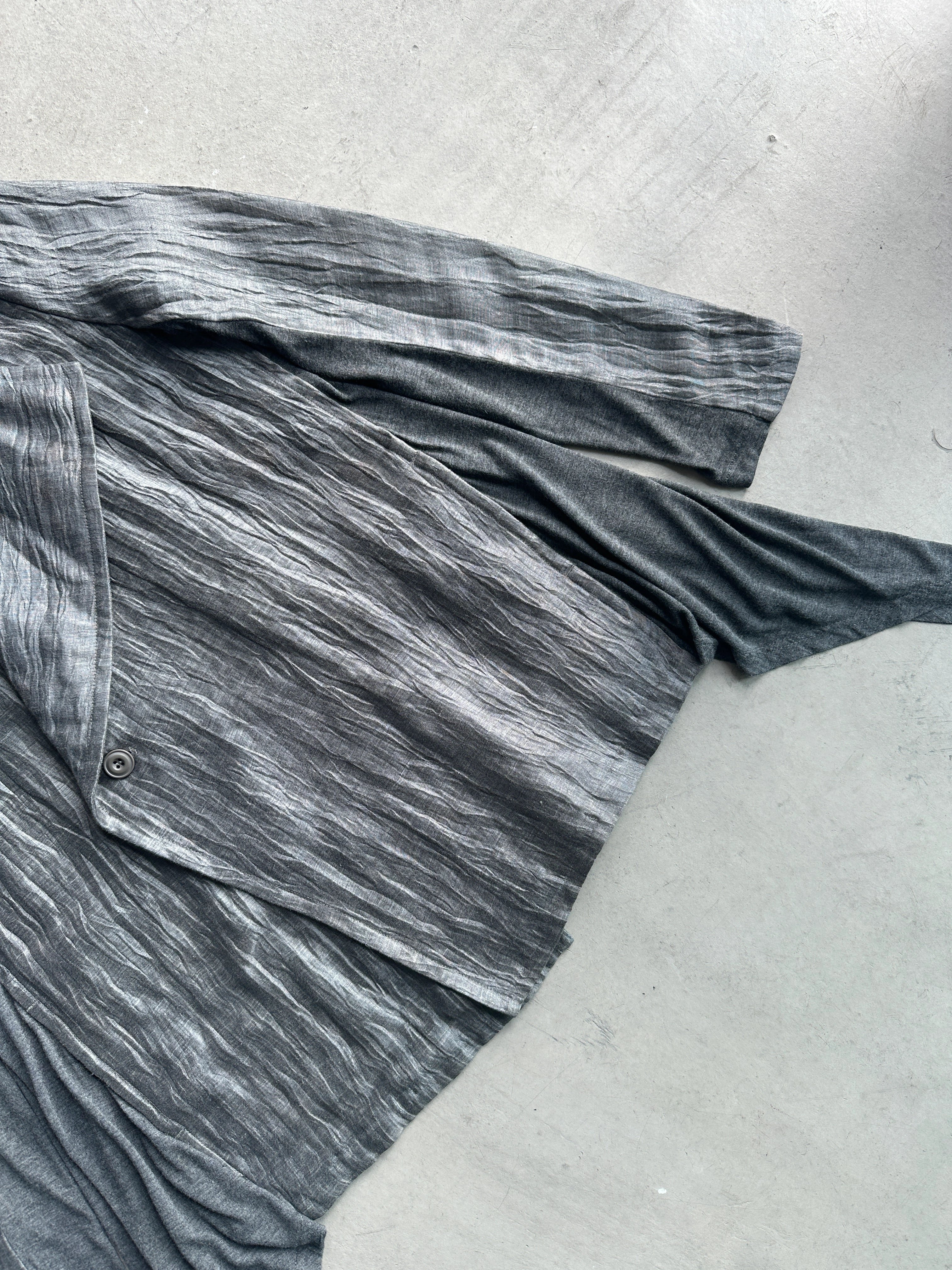 YOHJI YAMAMOTO Y's - S/S 2010 ASYMMETRICAL FRONT CRINKLED CARDIGAN