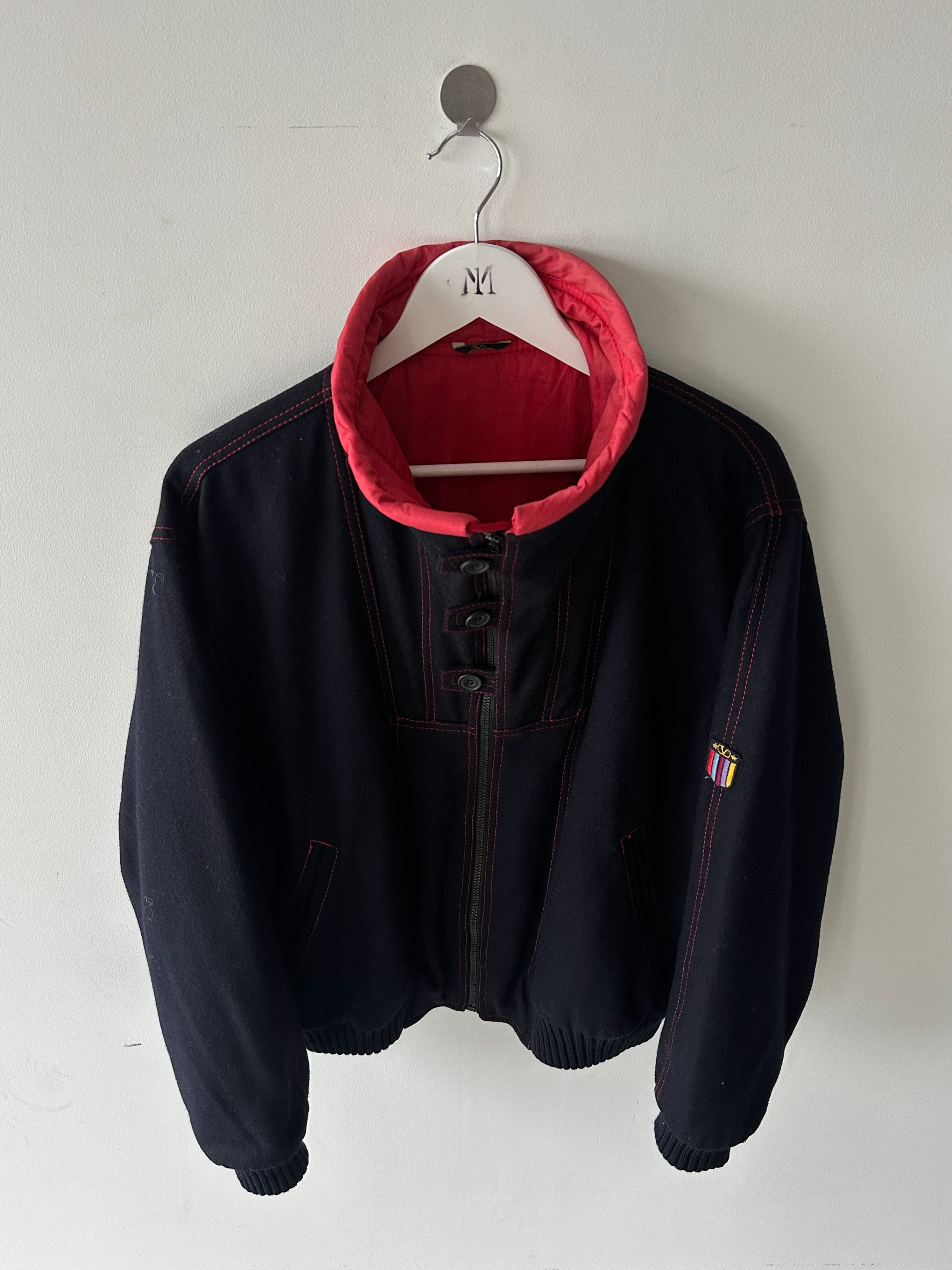 VALENTINO - 1980s FUNNEL NECK BOMBER JACKET WITH CONTRASTING STITCHING DETAILS