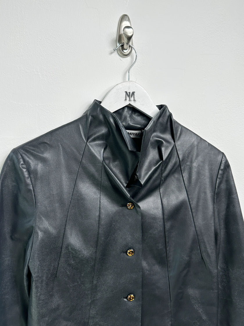 ISSEY MIYAKE - S/S 2006 FAUX LEATHER JACKET WITH SCULPTURAL NECK