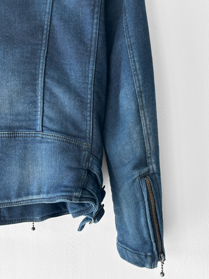 TAVERNITI - early 2000s DENIM BIKER JACKET