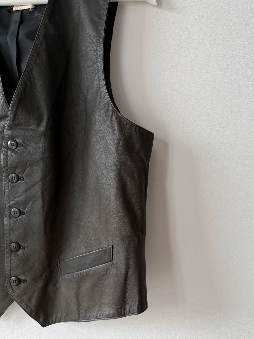 AGNÈS B. - 1990s LEATHER VEST GILET