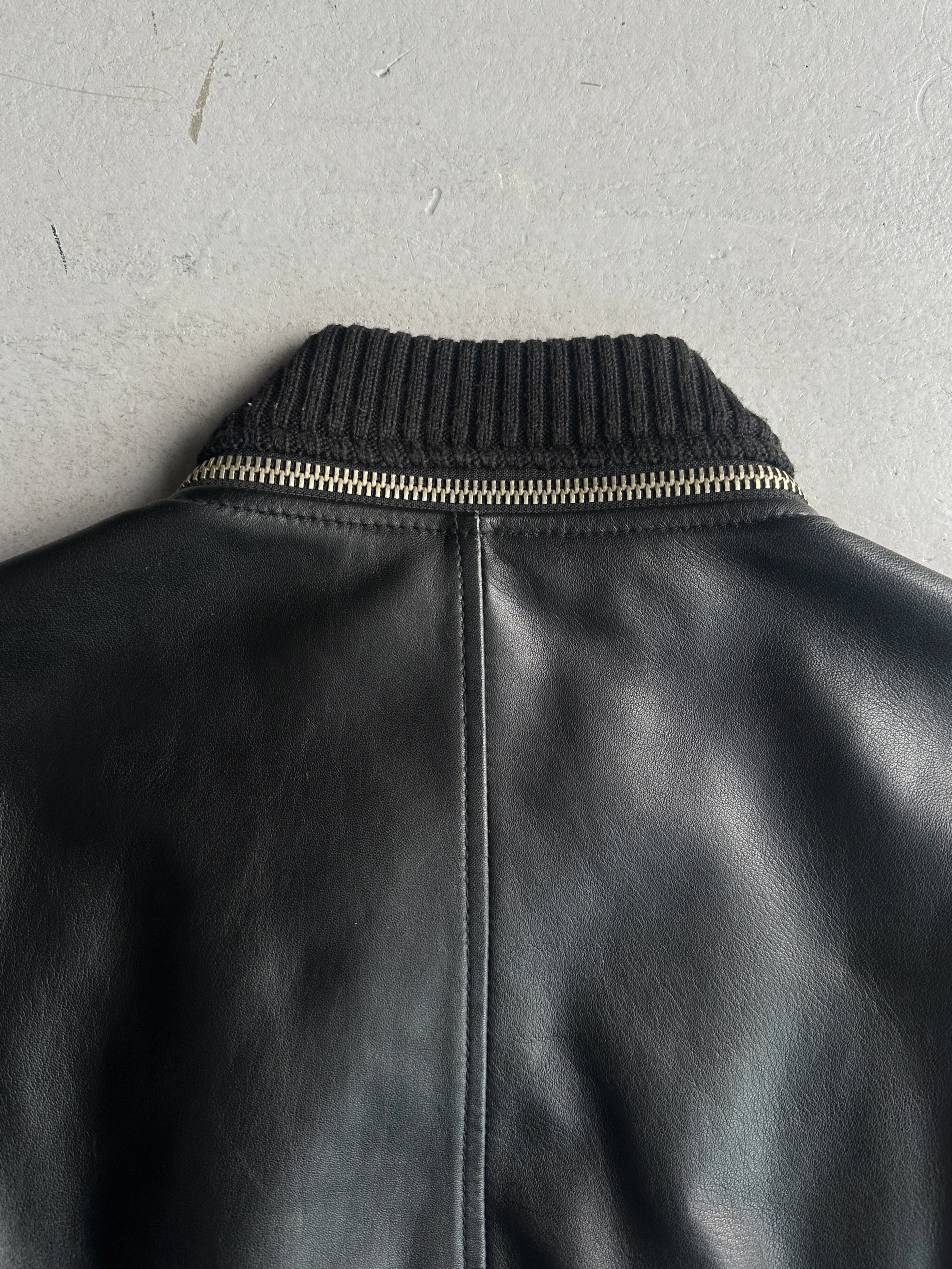 VERSUS VERSACE - early 2000s REMOVABLE COLLAR LEATHER JACKET