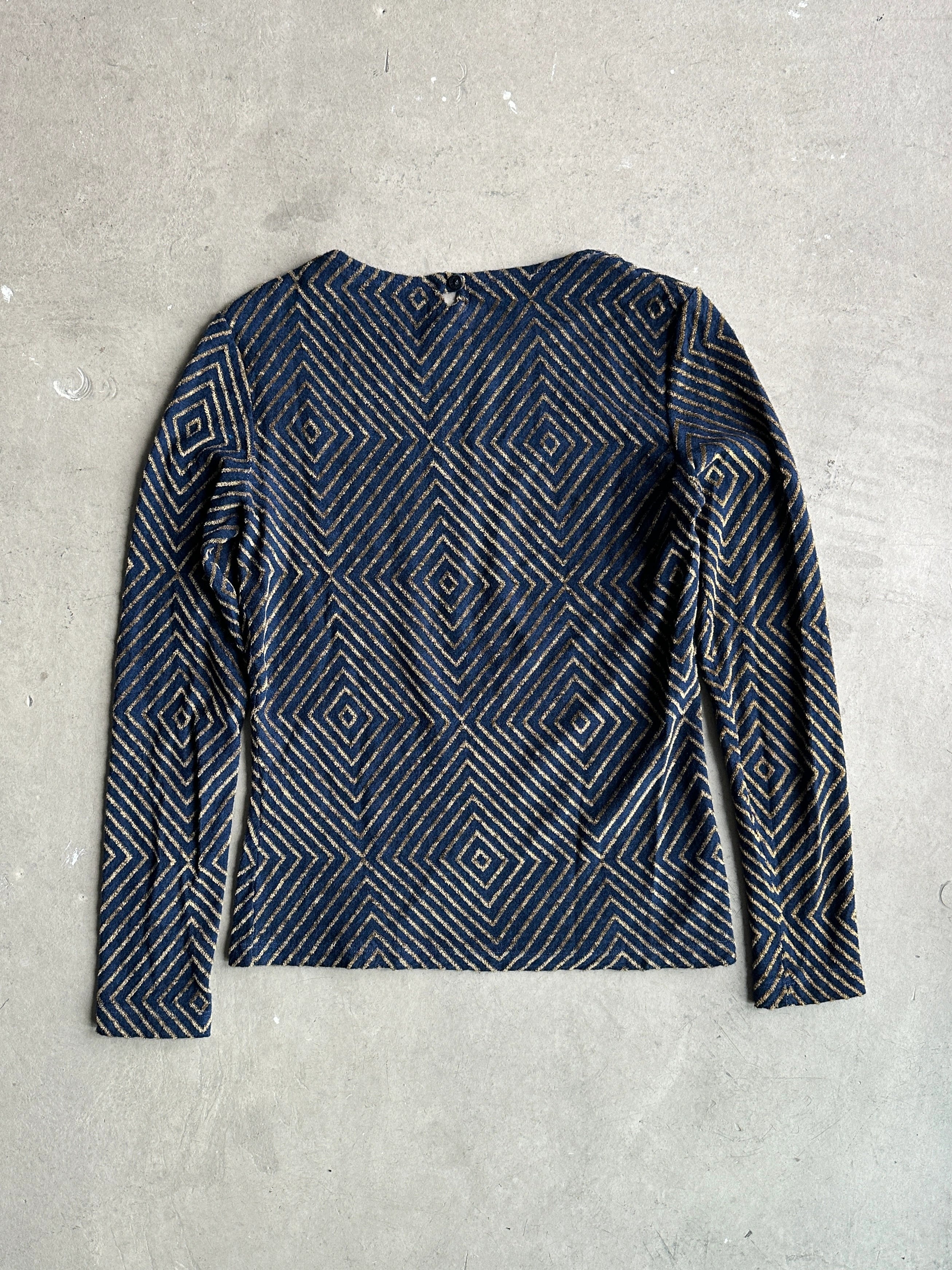 VERSUS GIANNI VERSACE - 1990s ROUND NECK GOLD PATTERN LONG SLEEVE TOP