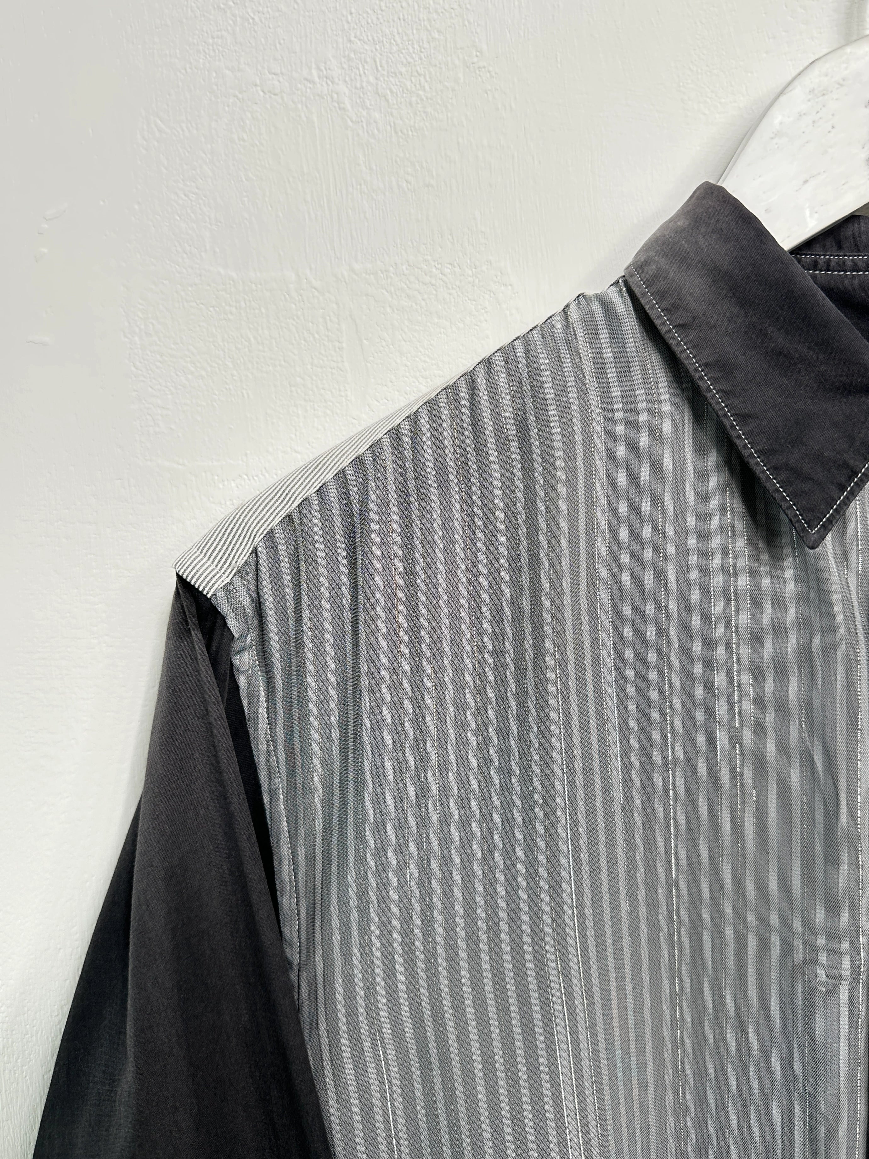 COMME DES GARÇONS - early 2000s PANELED LONG SLEEVE SHIRT WITH CONTRASTING SLEEVE AND BACK
