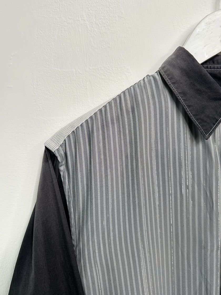 COMME DES GARÇONS - early 2000s PANELED LONG SLEEVE SHIRT WITH CONTRASTING SLEEVE AND BACK