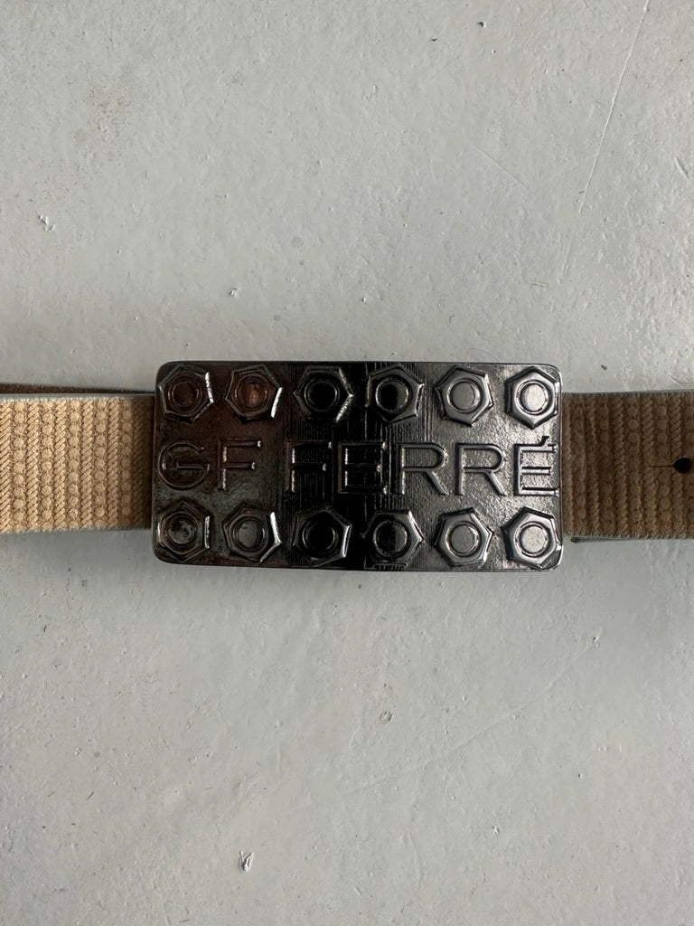 GIANFRANCO FERRÉ -  early 2000s WAXED LEATHER BELT WITH METAL BUCKLE