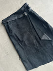 1990s ASYMMETRICAL FRONT BELTED SUEDE SKIRT