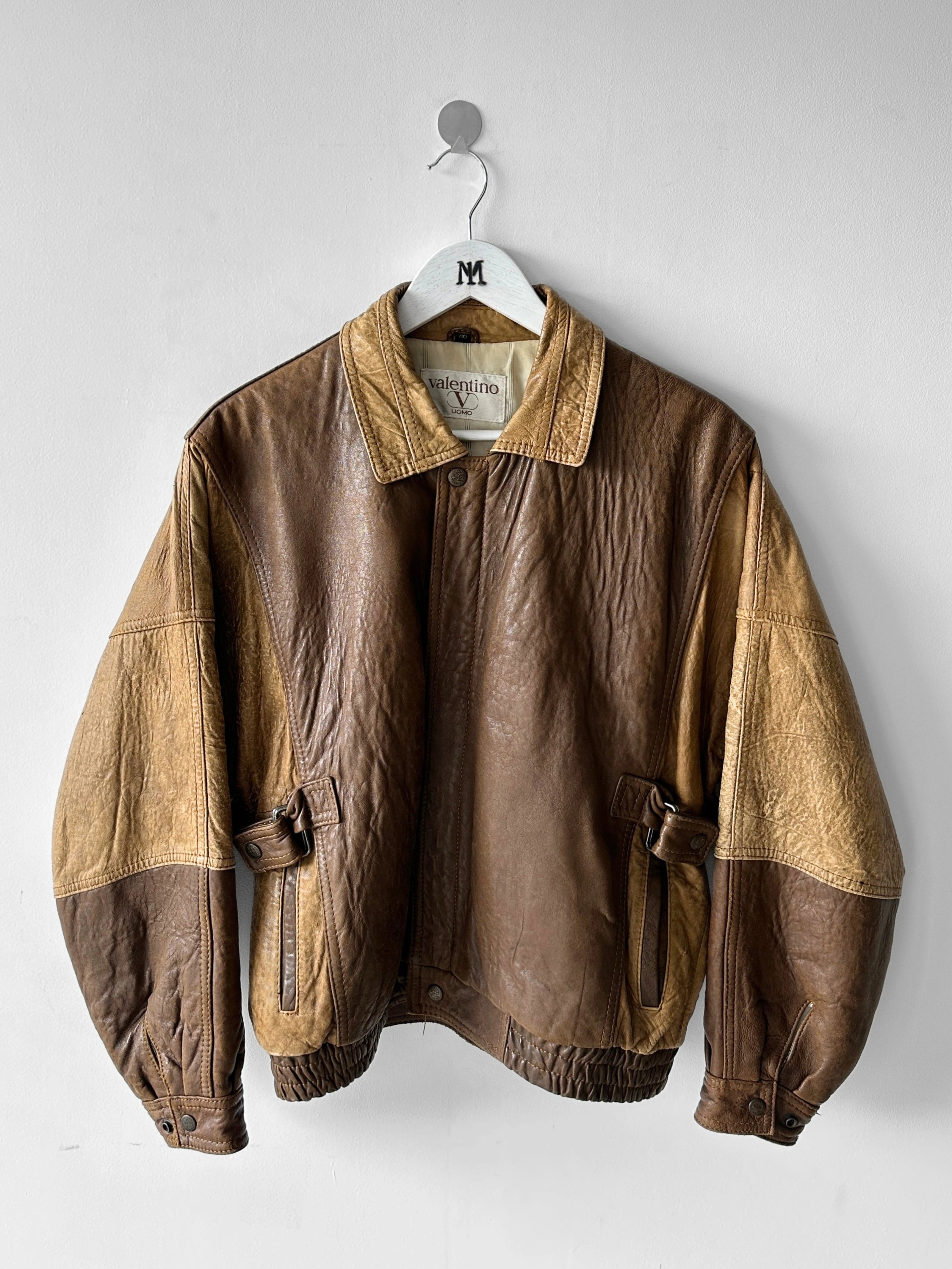 VALENTINO - early 1980s LEATHER BOMBER JACKET