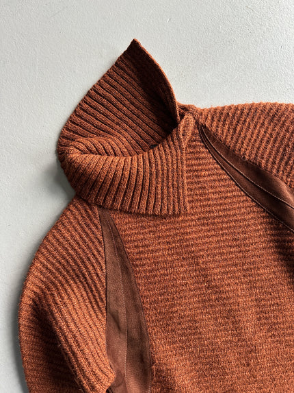 1970s ASYMMETRICAL COLLAR JUMPER WITH LEATHER DETAILS