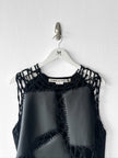 COMME DES GARÇONS - F/W 2024 DECONSTRUCTED CROCHET VEST TOP WITH FAUX LEATHER APPLIQUÉS