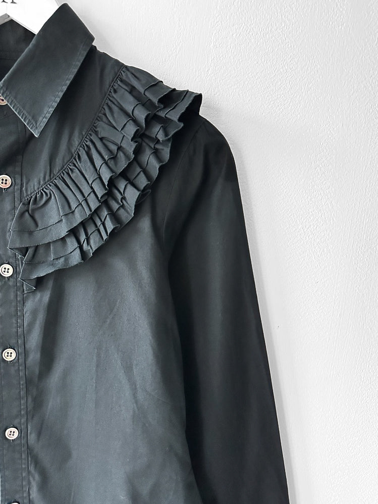 YOHJI YAMAMOTO Y'S - F/W 2016 SHIRT WITH RUFFLED YOKE OVER ONE SHOULDER AND BACK