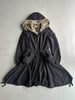 MARITHÉ + FRANÇOIS GIRBAUD - F/W 2005 LONG PINSTRIPE JACKET WITH FAUX FUR HOOD