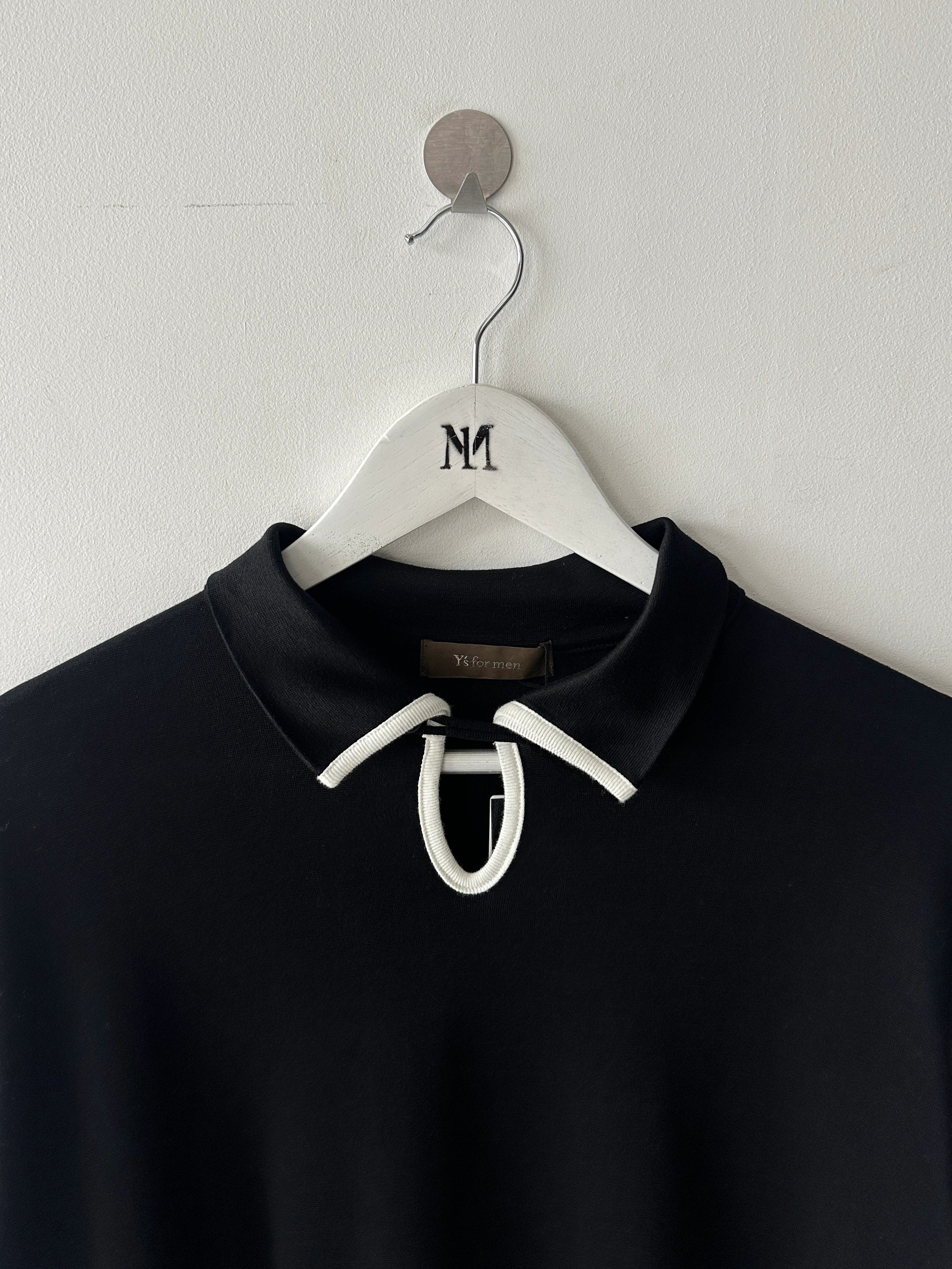 YOHJI YAMAMOTO Y'S - early 1990s LONG SLEEVE TOP WITH BUTTON DETAIL AT COLLAR