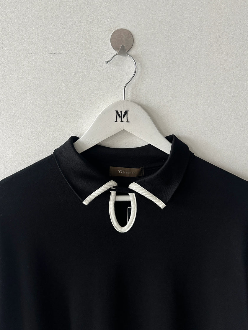 YOHJI YAMAMOTO Y'S - early 1990s LONG SLEEVE TOP WITH BUTTON DETAIL AT COLLAR