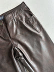 ARMANI JEANS - 2000s WIDE LEG DISTRESSED LEATHER TROUSERS