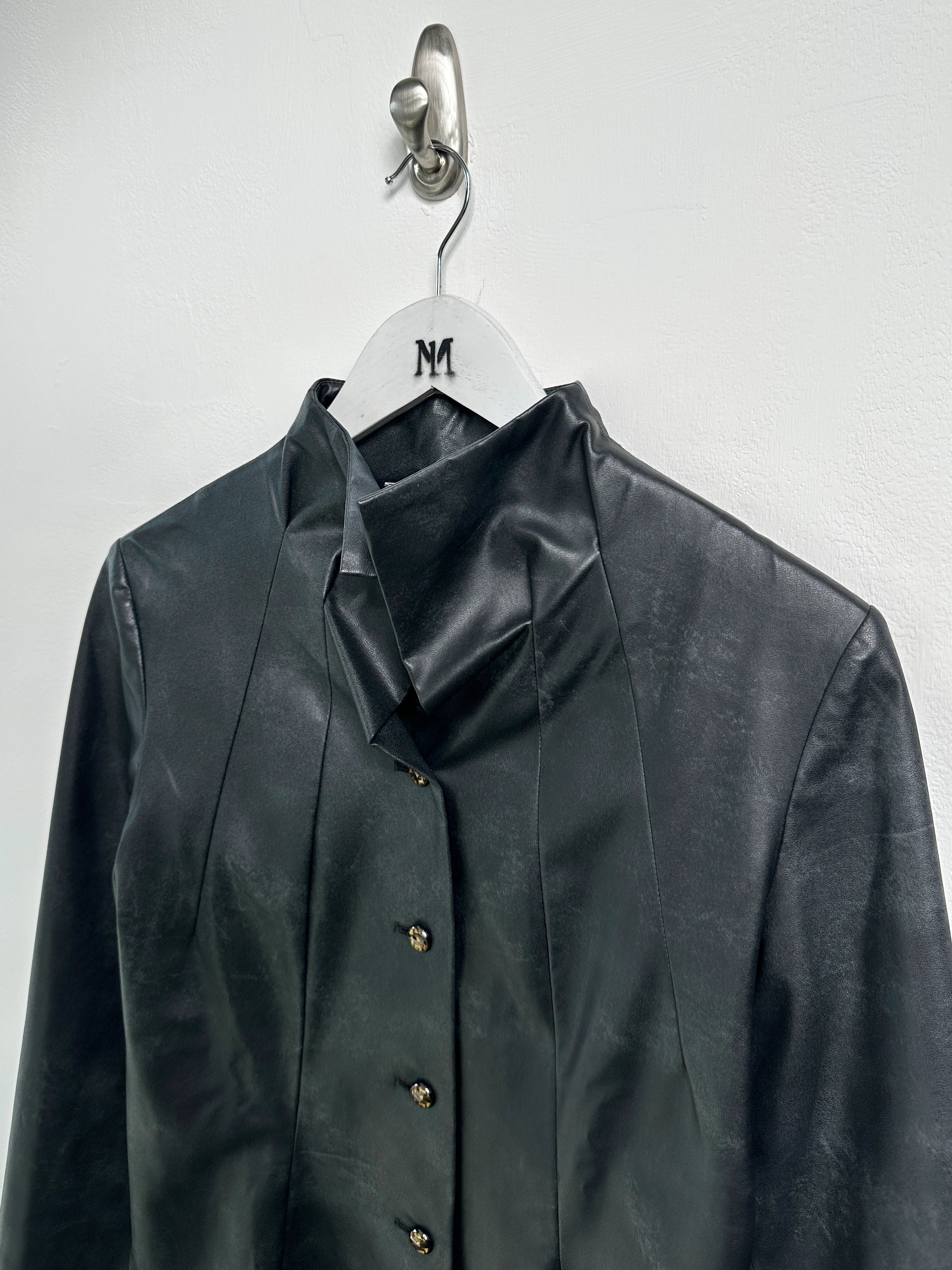 ISSEY MIYAKE - S/S 2006 FAUX LEATHER JACKET WITH SCULPTURAL NECK