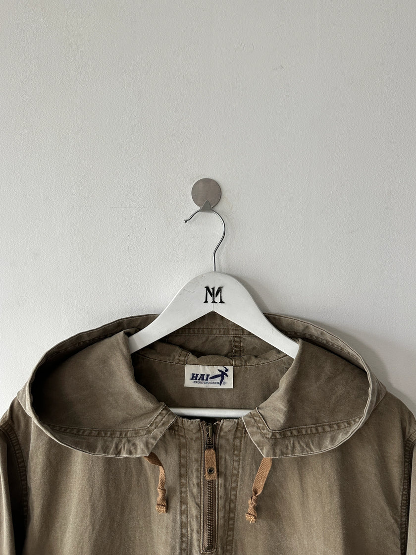 ISSEY MIYAKE HAI - 1980s COTTON HOODIE WITH FRONT POCKETS