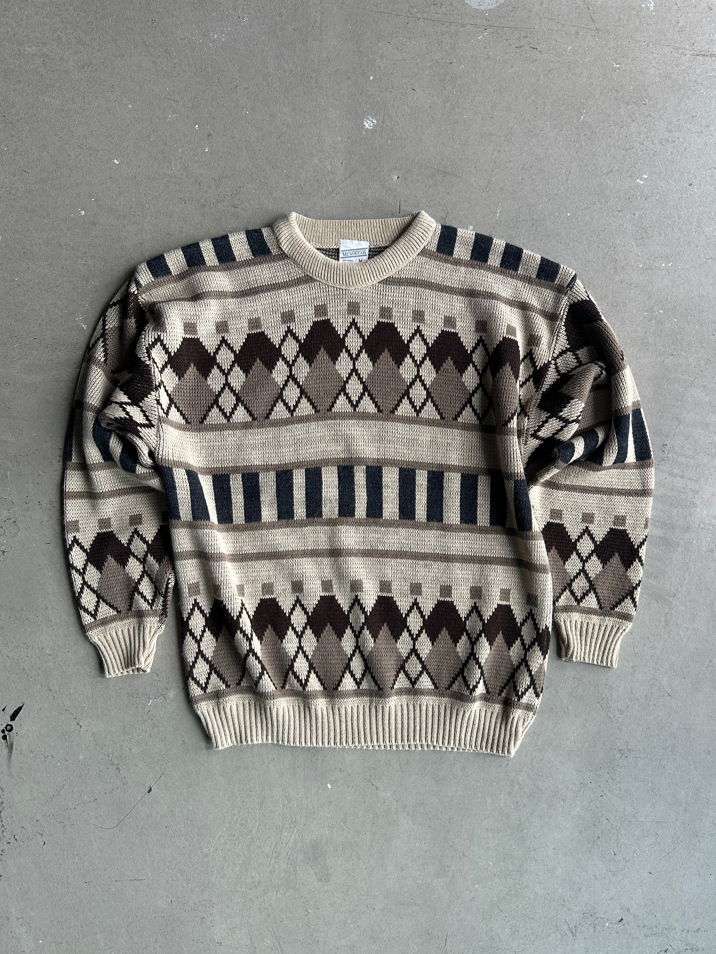 1990s JACQUARD KNIT ROUND NECK JUMPER