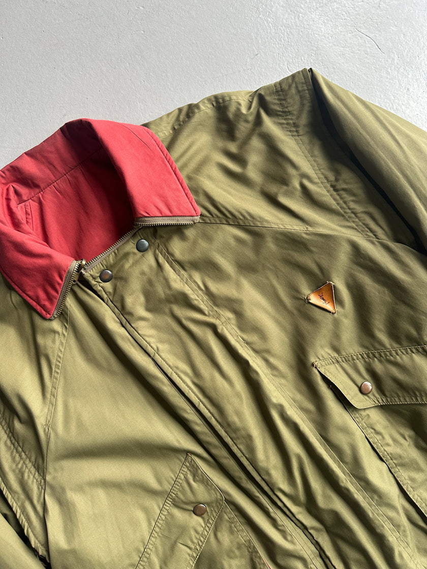 YVES SAINT LAURENT - 1980s 2 IN 1 REVERSIBLE BOMBER JACKET WITH ZIP AT COLLAR
