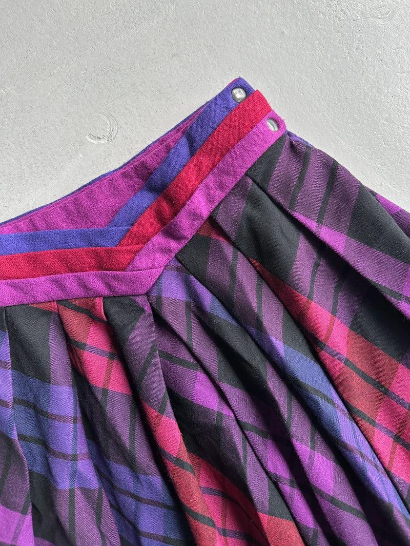 BYBLOS - 1990s CHECK PRINT PLEATED SKIRT