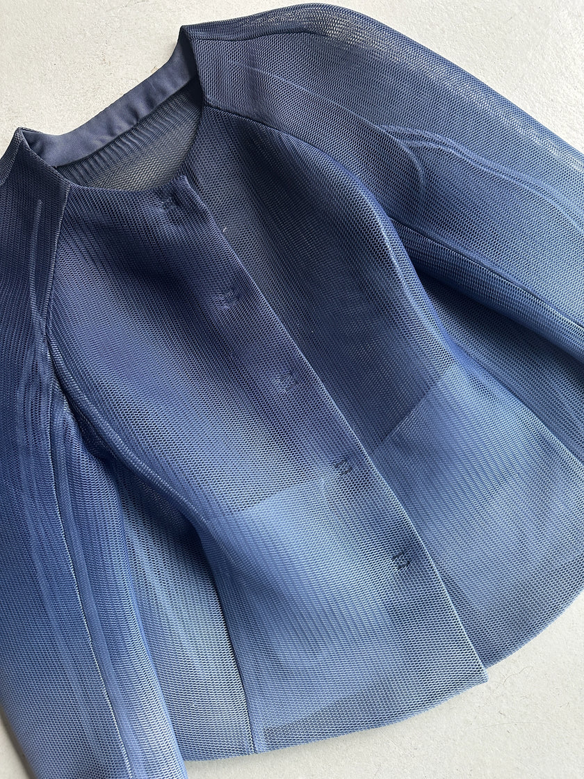 ARMANI COLLEZIONI - S/S 2015 GRADIENT BLUE STRUCTURED MESH JACKET