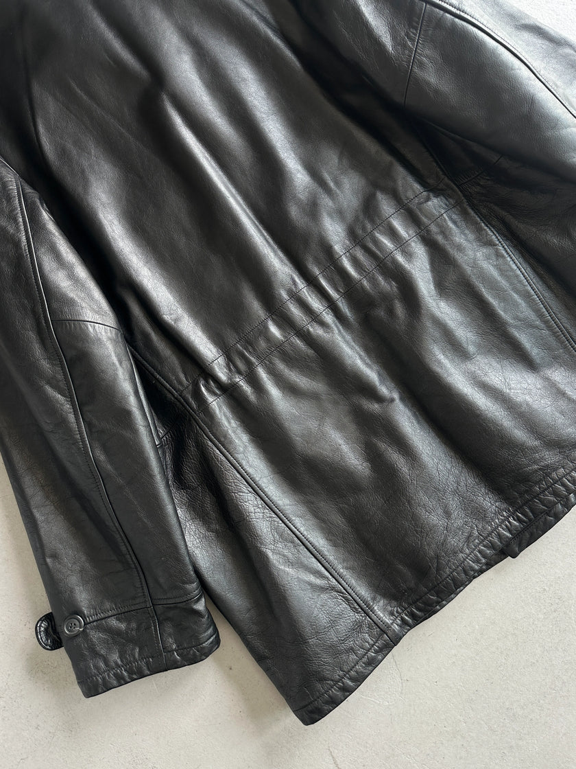 ARMANI JEANS - 1990s STRAIGHT FIT LEATHER JACKET