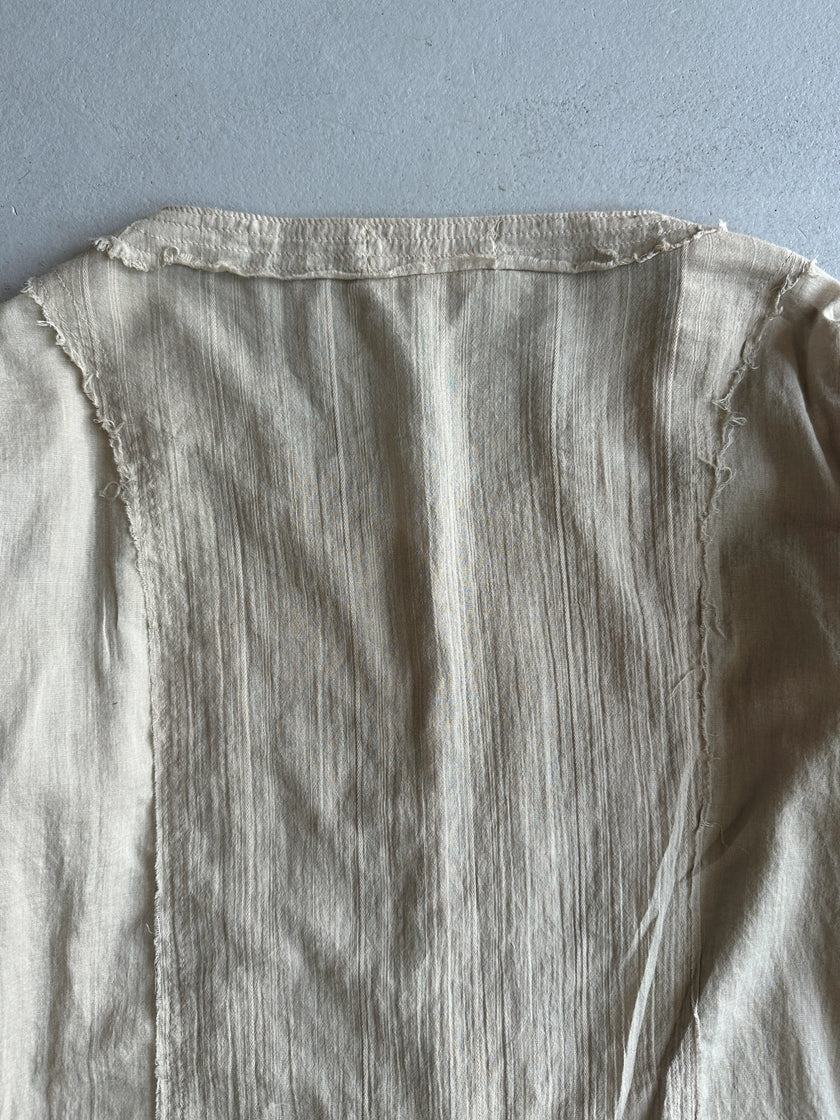 CLOSED BY GIULIANO FUJIWARA - 2000s RUCHED SLEEVE SEMI SHEER BLOUSE