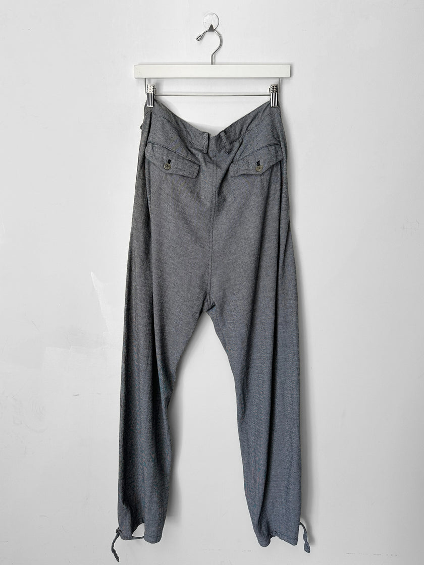 YOHJI YAMAMOTO - S/S 1999 STRIPED TROUSERS WITH ADJUSTABLE TIE HEMS