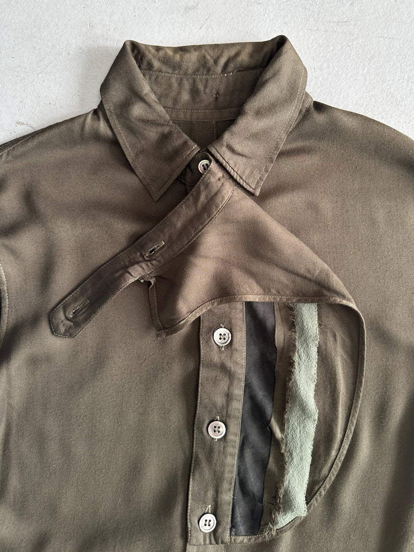 YOHJI YAMAMOTO Y'S - S/S 2001 ASYMMETRICAL SHIRT WITH DETACHABLE DETAIL AT COLLAR