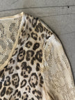 LES COPAINS - 1990s PANELED LEOPARD PRINT CARDIGAN