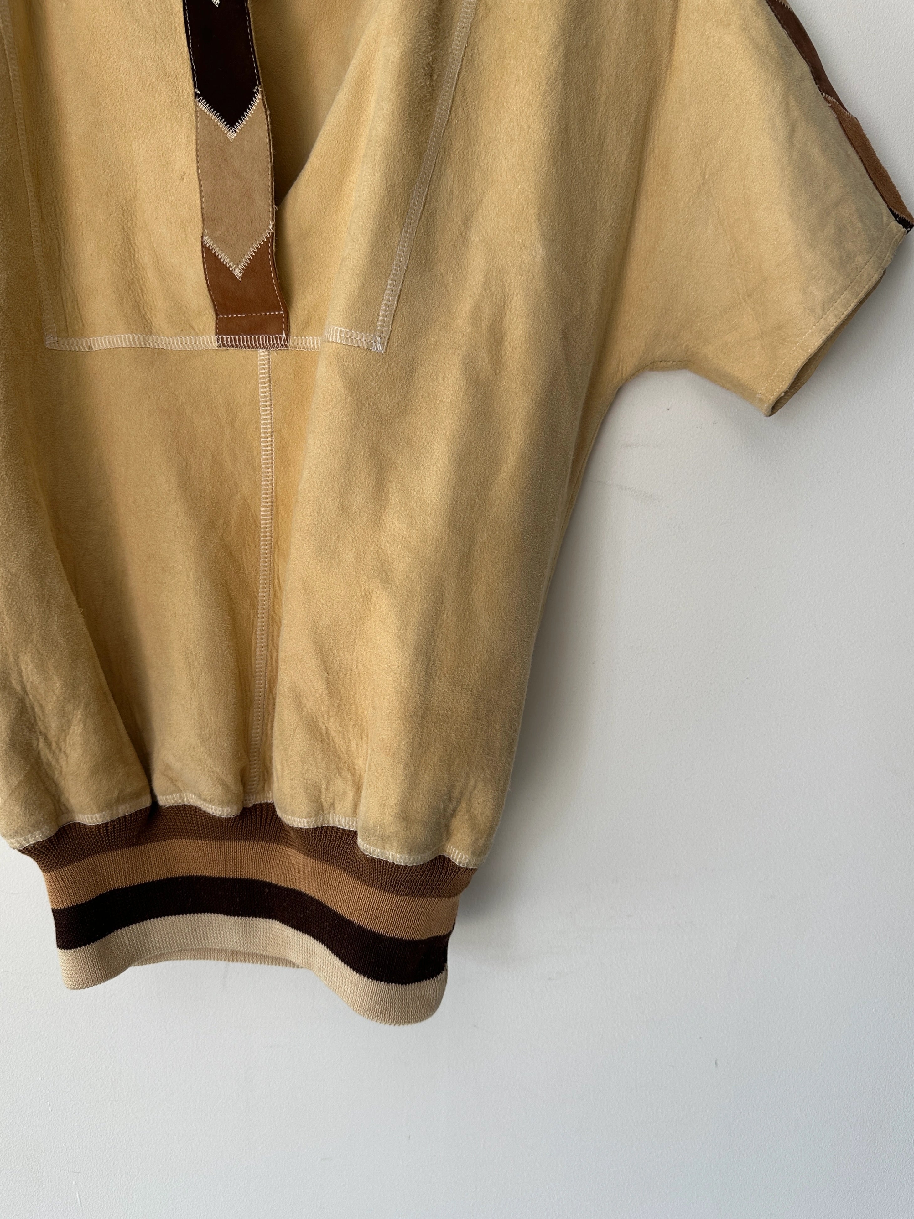 ITALIAN LABEL - late 1970s SUEDE POLO T-SHIRT