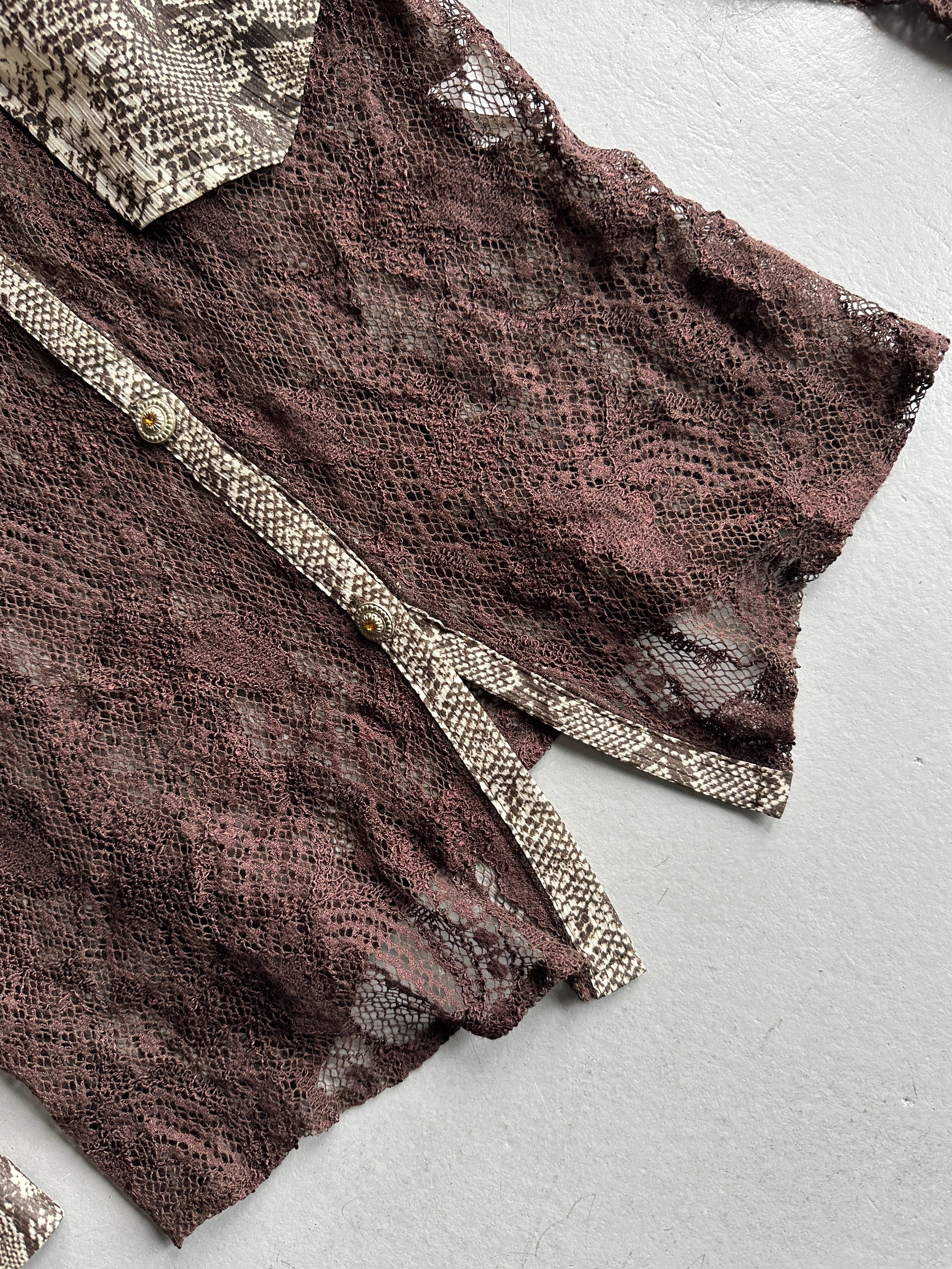 2000s LACE SHIRT WITH SNAKESKIN DETAILS