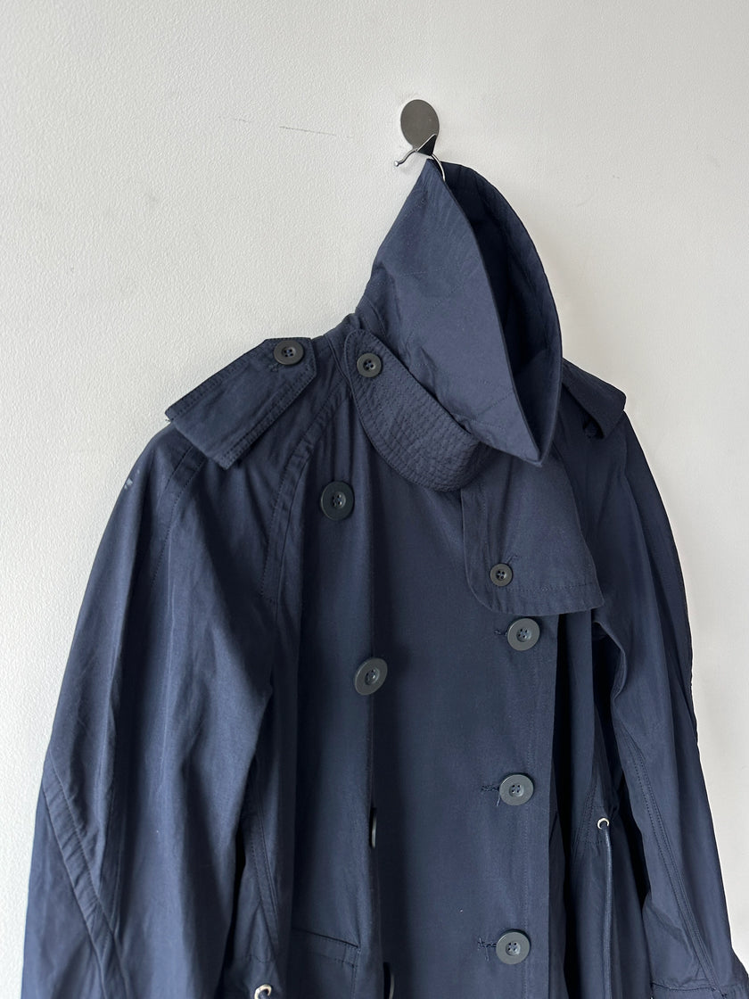 SACAI - S/S 2017 DOUBLE BREASTED TRENCH COAT WITH DRAWCORD GATHERED HEM