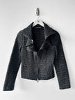 EMPORIO ARMANI - F/W 2009 TEXTURED JACKET WITH RUFFLED COLLAR AND ZIP DETAILS