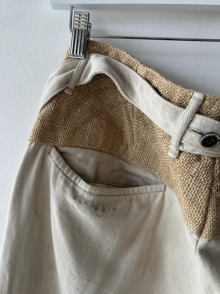 KAPITAL - 1990s LOW CROTCH  TROUSERS WITH WOVEN WAIST PANEL