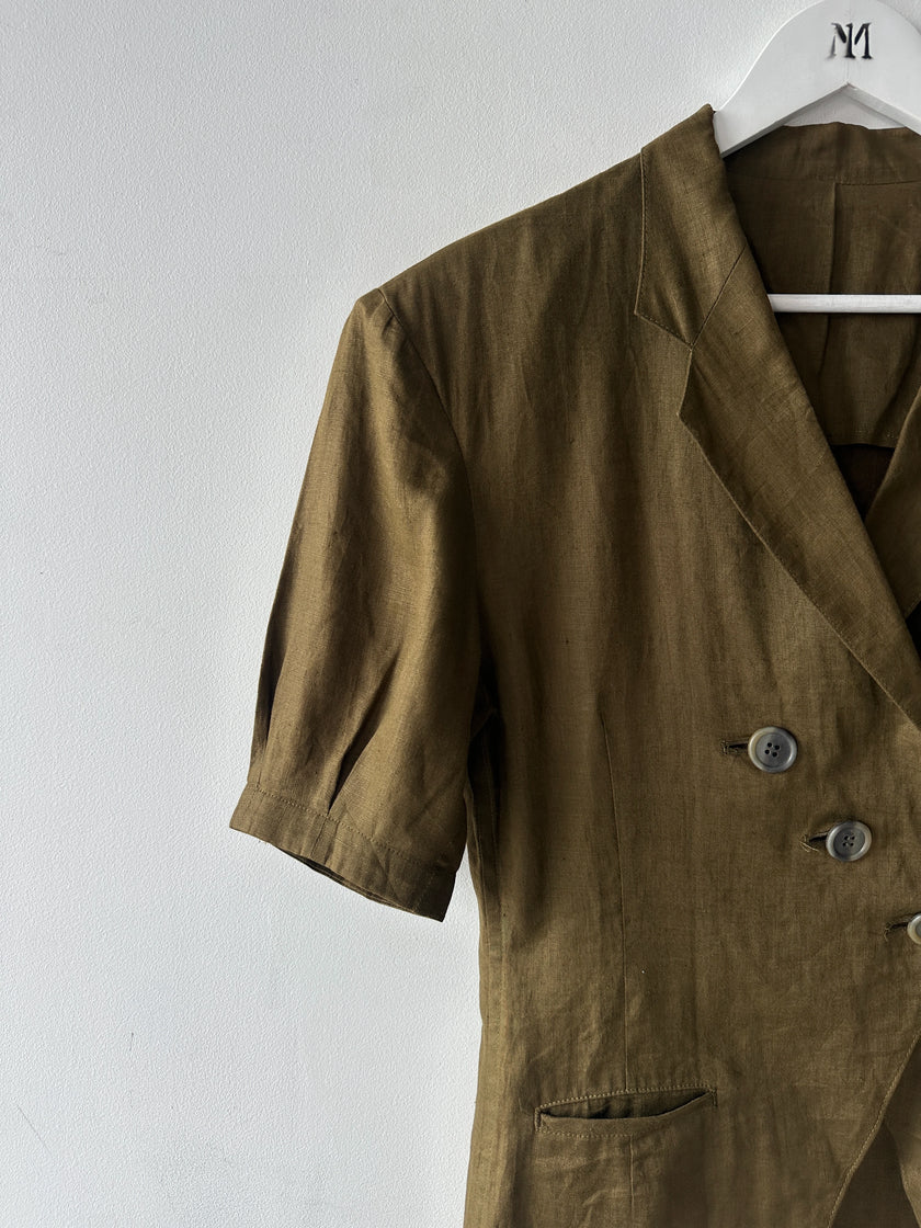 YOHJI YAMAMOTO Y'S - 1980s LINEN BLAZER WITH PUFFED SLEEVES