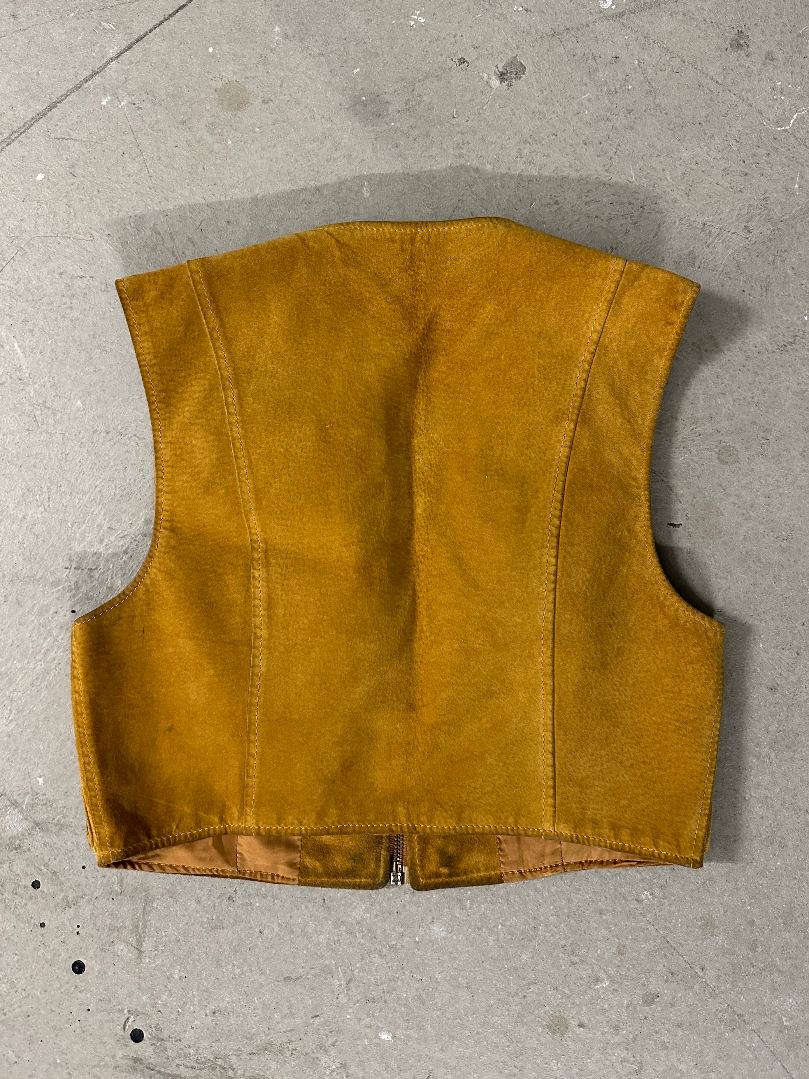 MOSCHINO - 1970s LEATHER CROPPED CARGO GILET