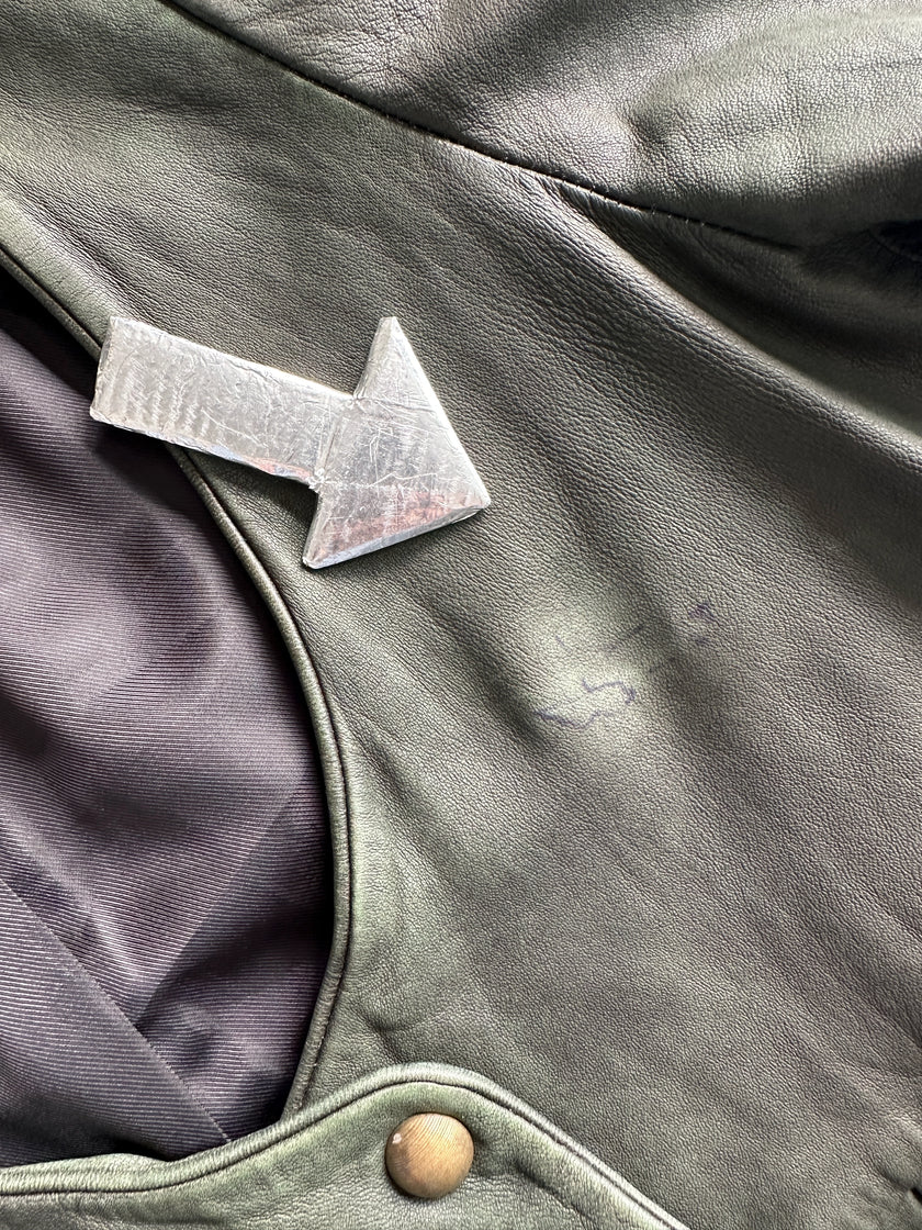 KENZO - 1990s SCOOP NECKLINE LEATHER JACKET