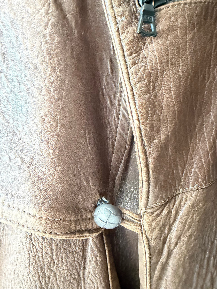 MARITHÉ & FRANÇOIS GIRBAUD X COMPAGNIE DES MONTAGNES & DES FORÊTS - 1980s ASYMMETRICAL FRONT LEATHER JACKET