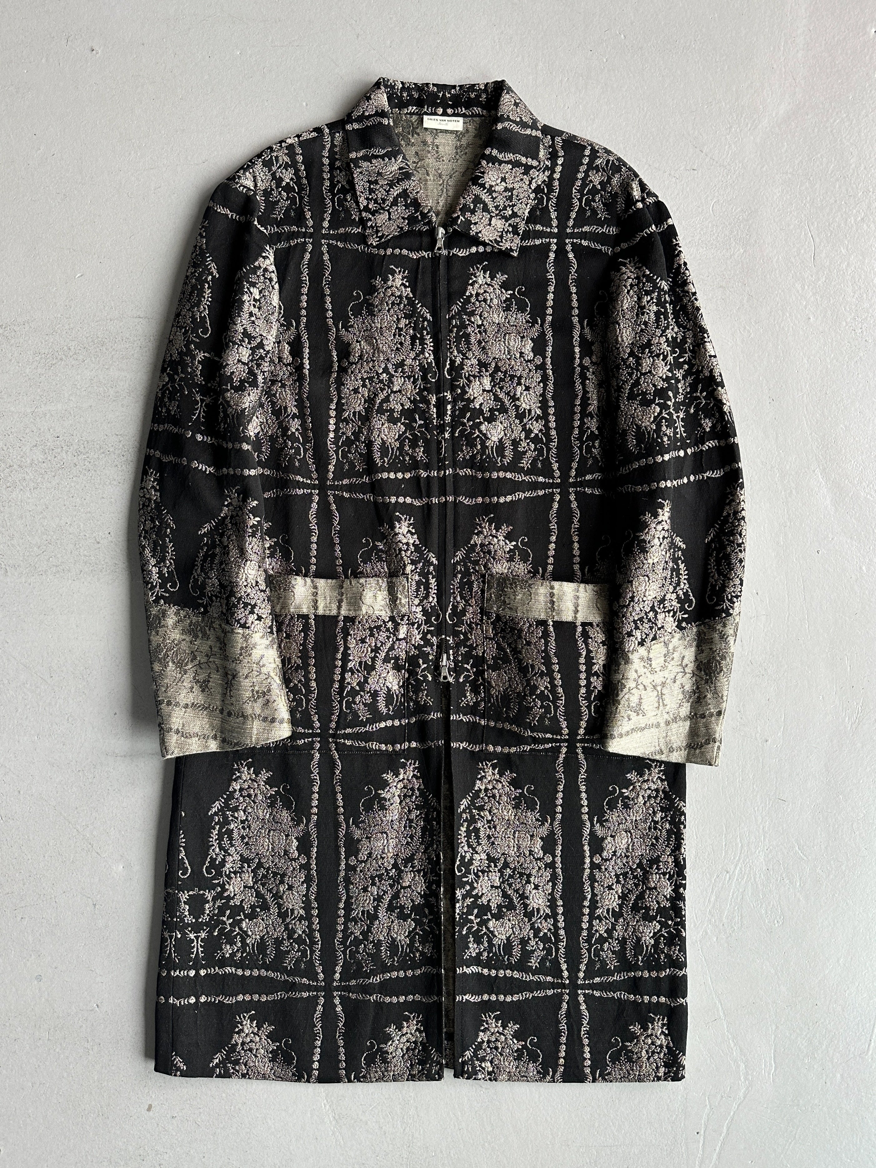 DRIES VAN NOTEN - 2000s METALLIC JACQUARD FLORAL COAT