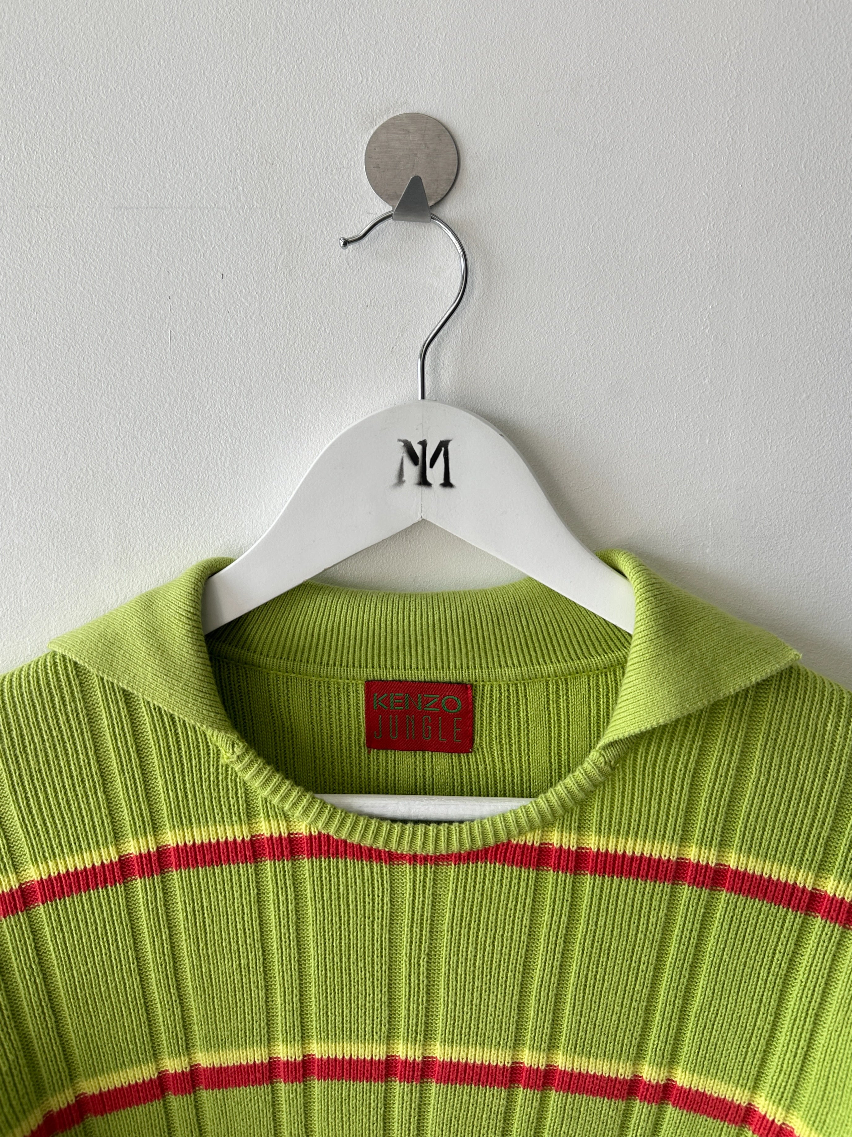 KENZO - early 2000s RIBBED POLO LONG SLEEVE TOP