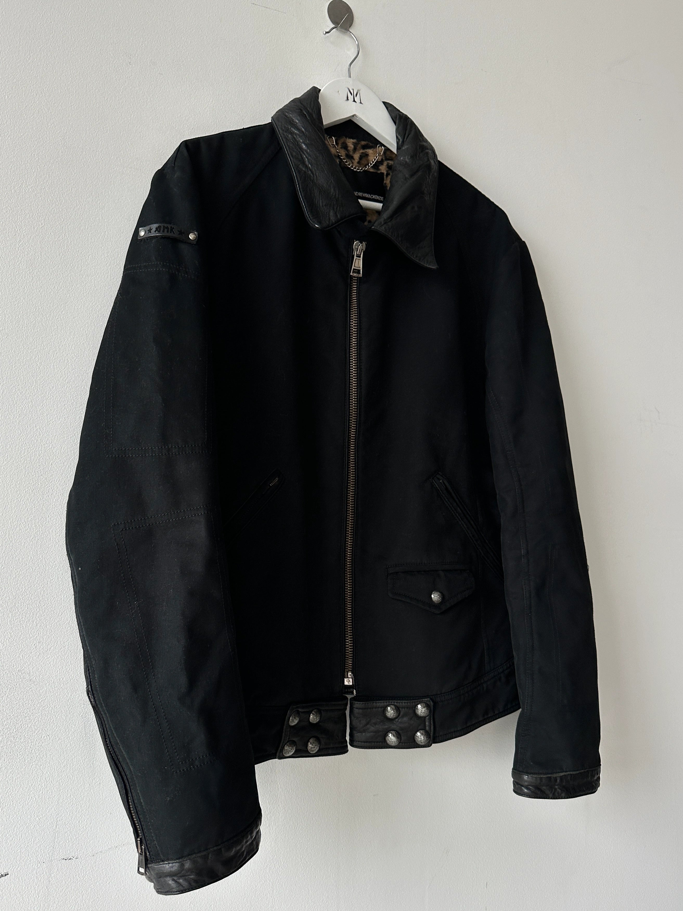 ANDREW MACKENZIE - early 2000s BIKER JACKET WITH LEATHER DETAILS