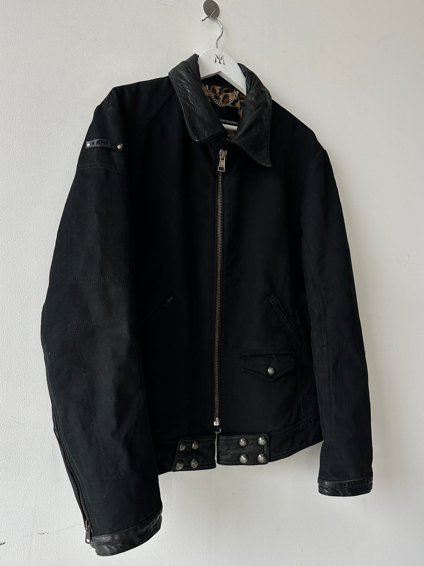 ANDREW MACKENZIE - early 2000s BIKER JACKET WITH LEATHER DETAILS