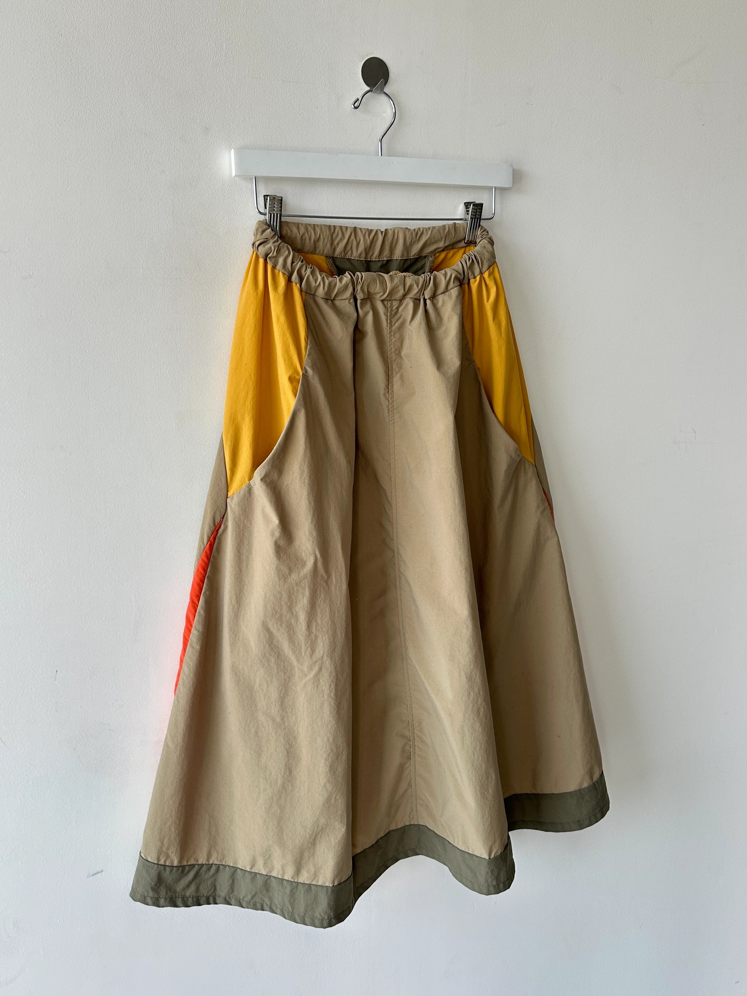 JAPANESE LABEL 2000s COLOUR BLOCK NYLON SKIRT