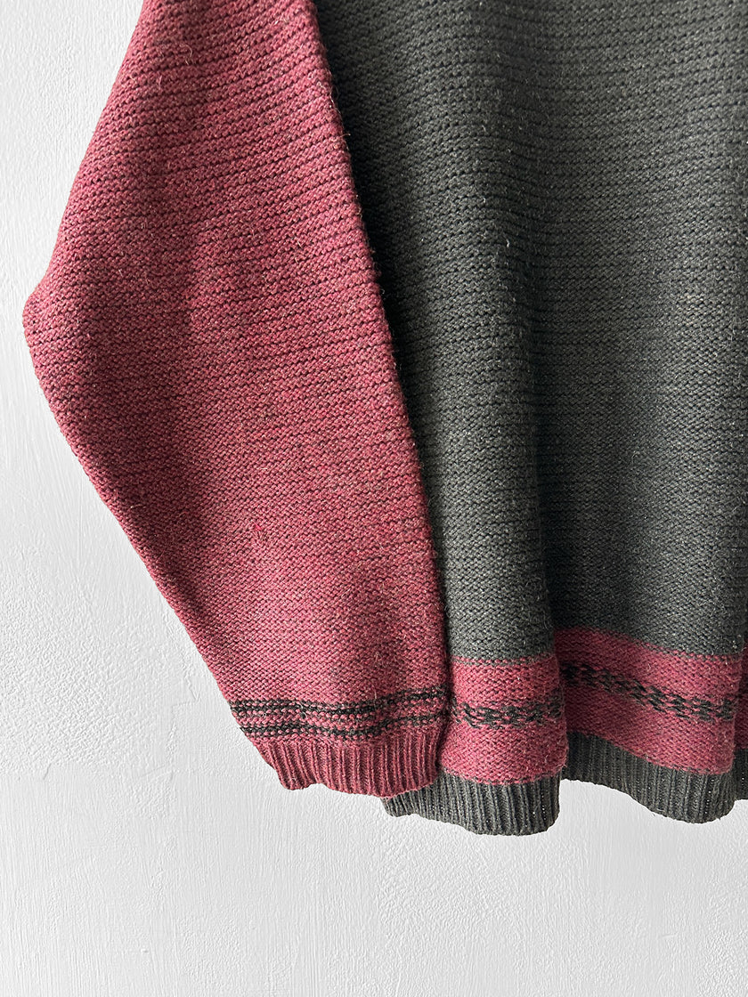 ARMANI JEANS - late 1990s TWO TONE MIXED KNIT V NECK JUMPER