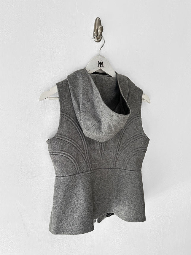 ITALIAN LABEL 2010s ZIPPED HOODED GILET JACKET