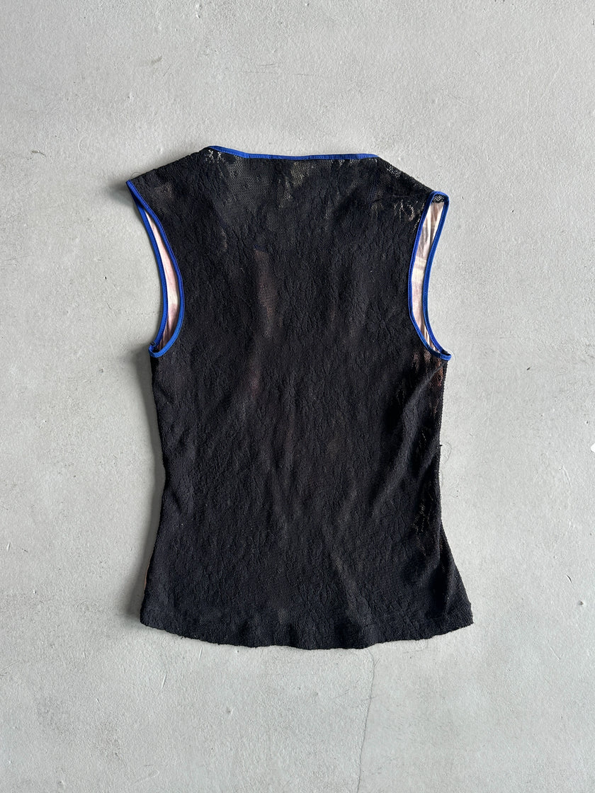 DOLCE & GABBANA - S/S 1998 VIRGIN MARY PRINT MESH BACK VEST TOP