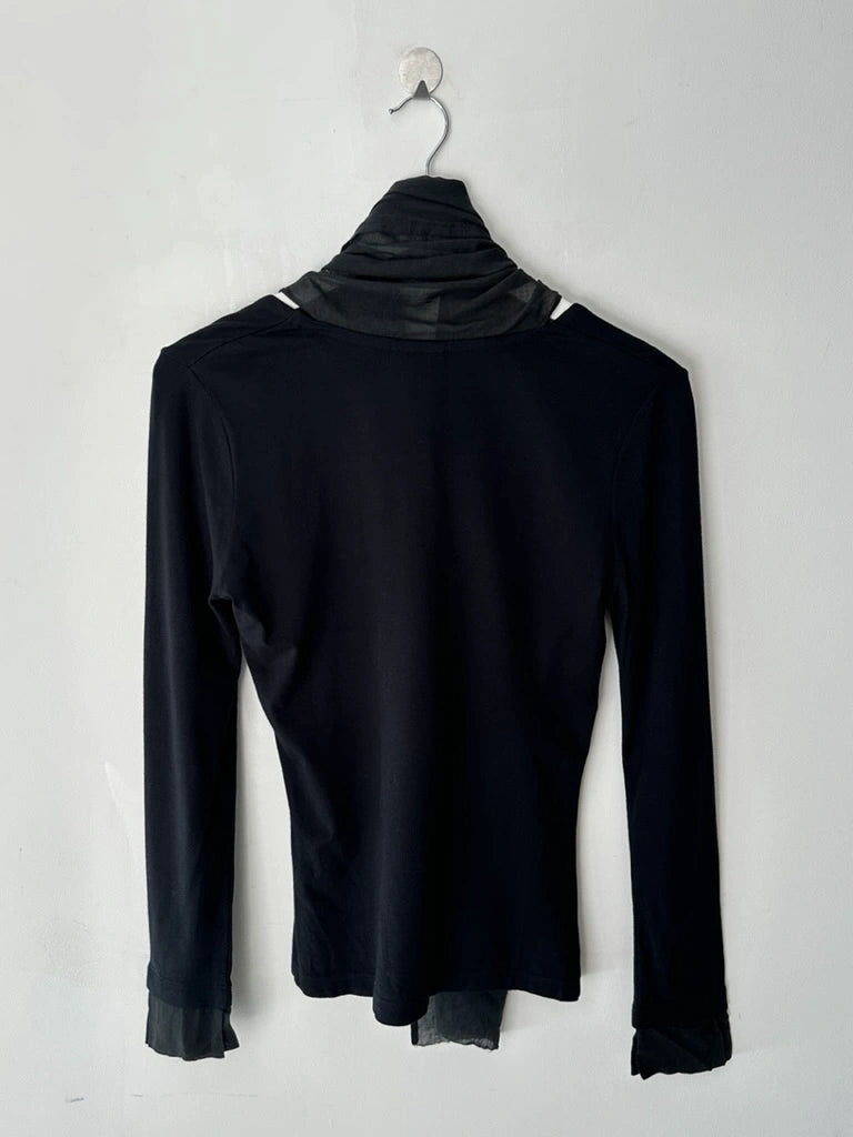 DRIES VAN NOTEN - late 1990s LONG SLEEVE TOP WITH OVERSIZED SCARF COLLAR