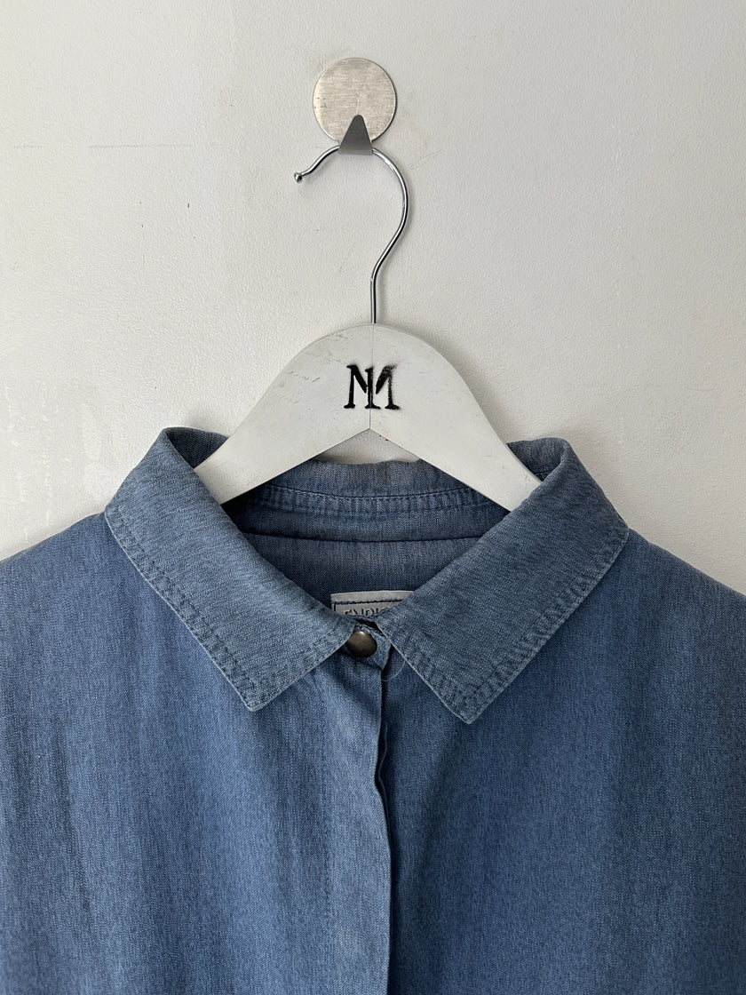 ITALIAN LABEL 1980s LINEN JACKET WITH PANELED WAISTABAND